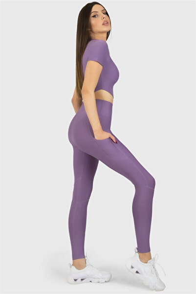 Superstacy Short Sleeve Sports Lilac Crop Top