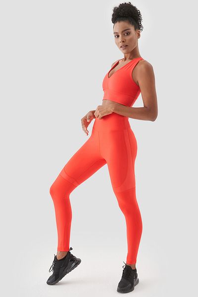 Superstacy Yvonne Shiny Pomegranate Flower Patterned Sports Leggings - Piece Detailed