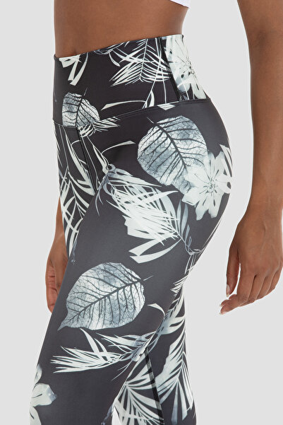 Superstacy Leggings sport negri cu talie înaltă cu model Claude Leaf