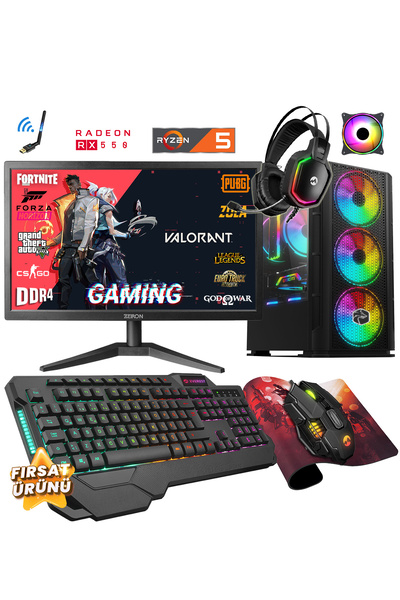 Zeiron Zrx15 Lite Ryzen 5 3600 32GB Ram 256GB SSD RX550 4GB 19" Oyuncu Masaüstü Bilgisayar