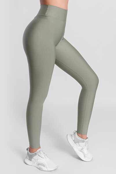 Superstacy Colanți sport verde deschis cu talie în V