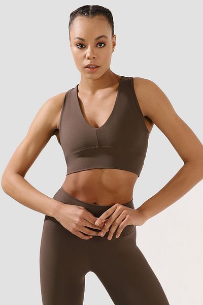 Superstacy Nichole Bitter Brown Color Sports Bra