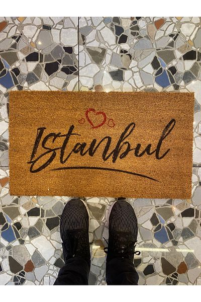 Gereksiz Şeyler Istanbul Printed PVC Based Bristle Koko Mat - 40x70 Cm