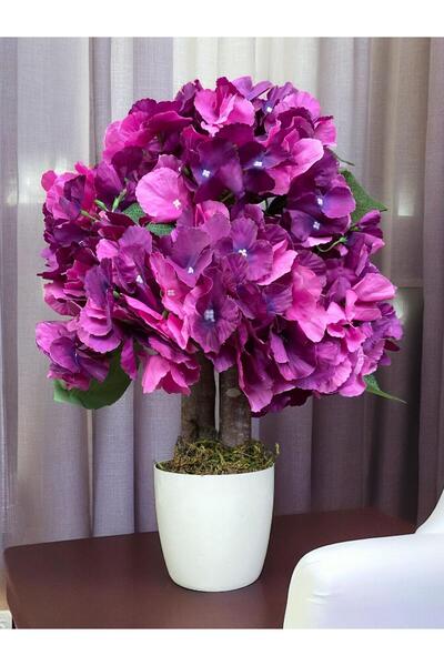 YAPAY ÇİÇEKÇİNİZ Artificial Hyacinth Tree in White Pot 40 cm