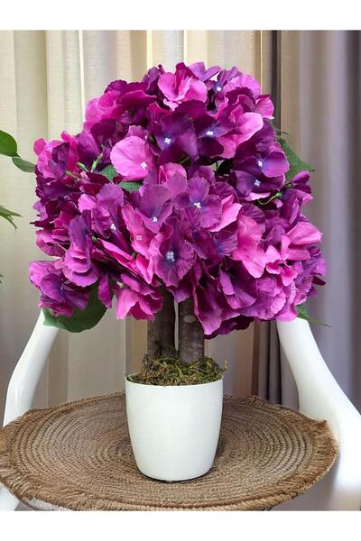 YAPAY ÇİÇEKÇİNİZ Artificial Hyacinth Tree in White Pot 40 cm