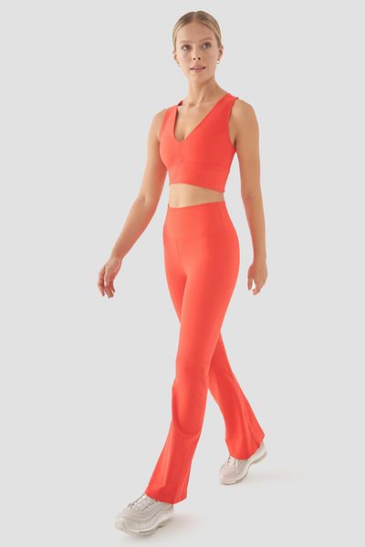 Superstacy High Waist Pomegranate Flower Flare Sports Leggings - Nichole
