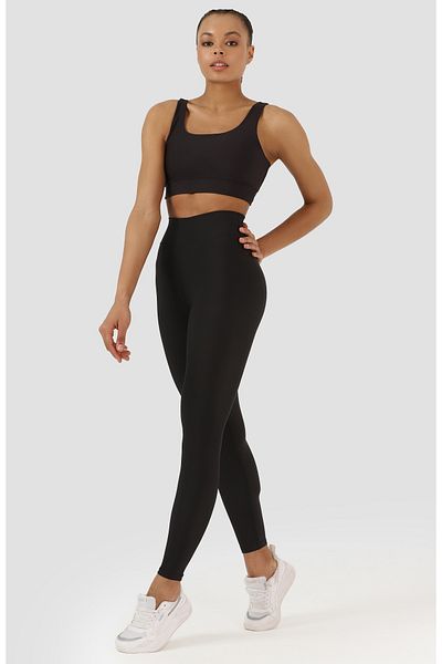 Superstacy V Waist Detailed High Waist Black Sports Leggings