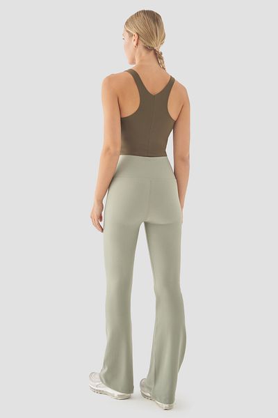 Superstacy Nichole Flared Leg High Waist Light Green Sports Leggings