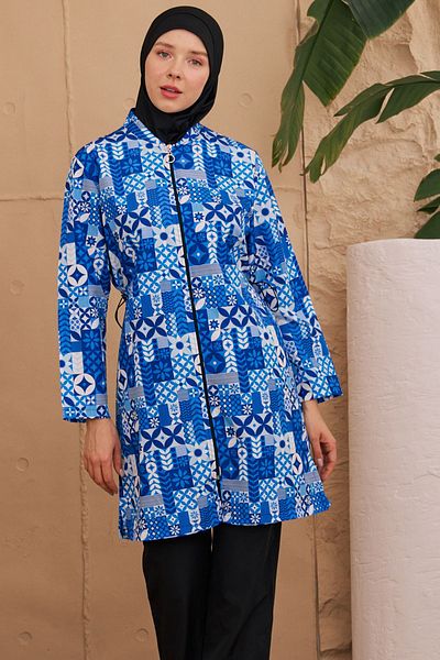 REMSA Μαγιό Hijab με σχέδια - Αλεξίπτωτο Πλήρως Κάλυμμα, Υφαντό 2224-189