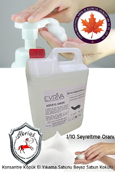 Abrias Köpük El Yıkama Sabunu Süper Konsantre 1/10 Seyreltme Beyaz Sabun Kokulu 5LT