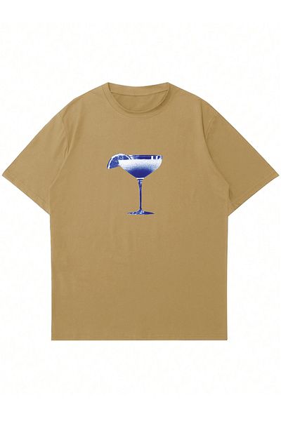Mad&Calf Γυναικείο μπλουζάκι με στάμπα Margarita - Μπλε λαιμόκοψη