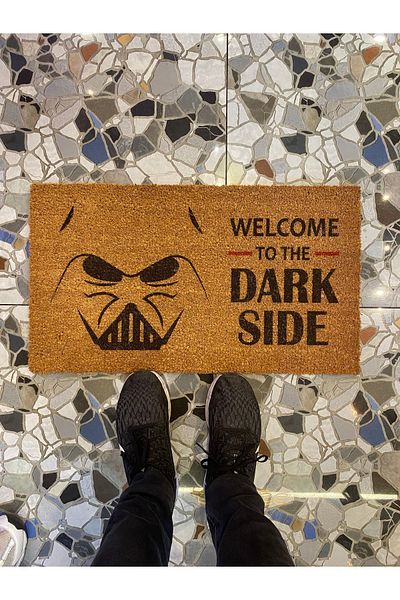 Gereksiz Şeyler WELCOME TO THE DARK SIDE Printed - PVC Based Bristle Koko Mat, 40x70 Cm