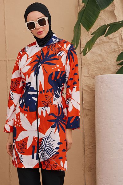 REMSA Hijab Patterned Parachute Full Covered Swimsuit - Woven 2224-178
