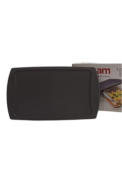 Paşabahçe 59864 1320 cc Rectangular Pyrex Storage Container - Anthracite-Grey with Lid
