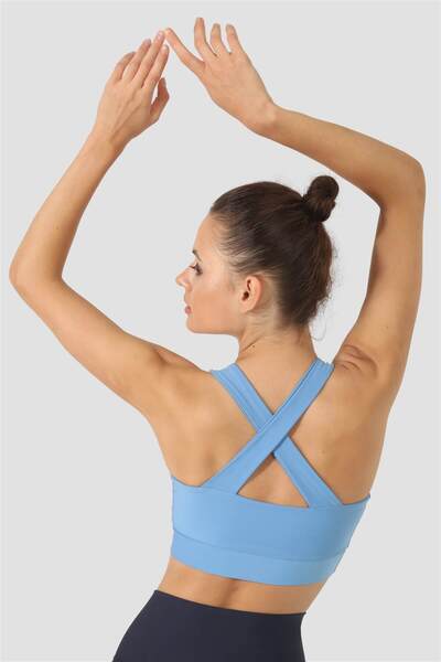 Superstacy Bustieră sport albastră cu bretele încrucișate