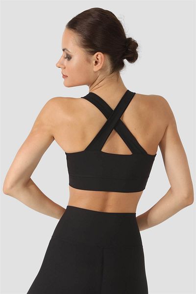 Superstacy Cross Strap Black Sports Bustier