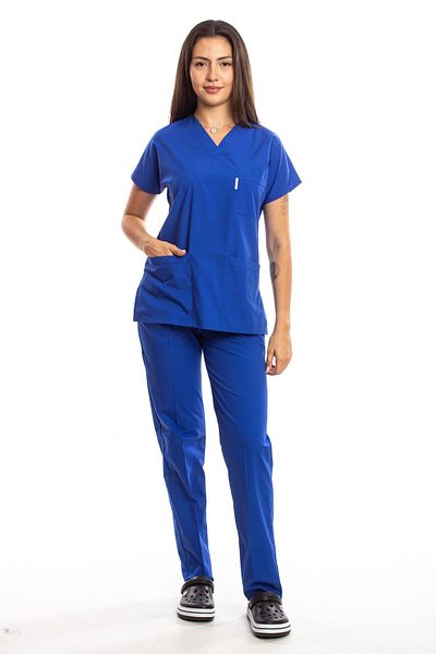 Simirna Üniforma Set de tricou Saks Blue Surgical Doctor Nurse Scrubs