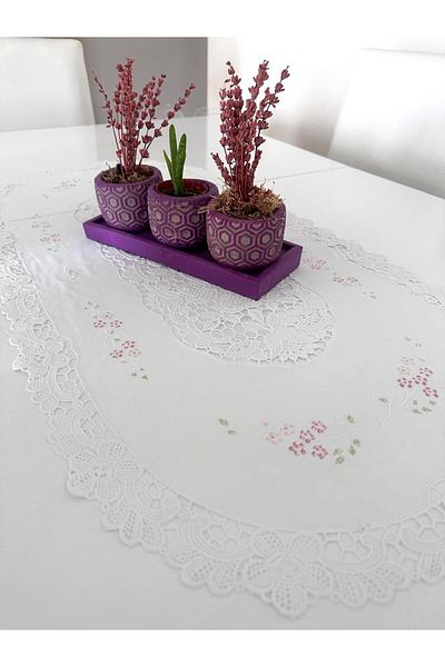 LİMAY Lace Embroidered Look Runner - PVC - Table Cloth (45cmx83cm)