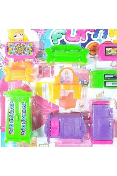 abnturk Kız Oyuncakları Büyük Boy Evcilik Oyuncakları 2 Ev Ve Ev Eşyaları 43x54cm 13 Parça