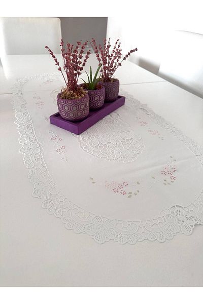 LİMAY Lace Embroidered Look Runner - PVC - Table Cloth (45cmx83cm)
