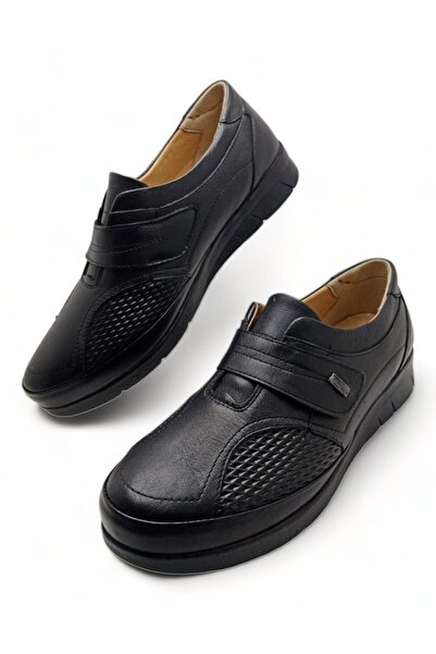 MAGIC SHOES Kadın Siyah Hakiki Deri Içi Deri Comfort Tam Ortopedik Çırtlı Anne Ayakkabısı