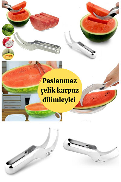 BRE HOME Paslanmaz çelik karpuz kavun meyve dilimleyici porsiyonlayıcı doğray...
