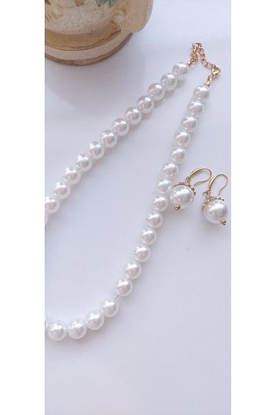 Trend Republic Pearl Necklace and Earring Set