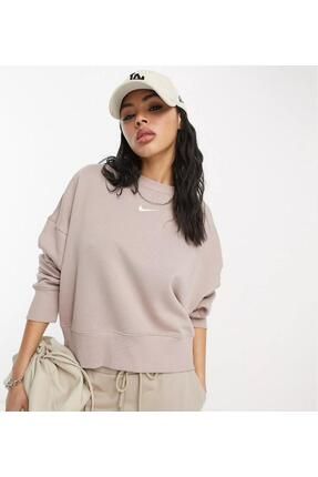 Nike Kahverengi Mini Swoosh i lemeli ekstra buyuk beden k sa sweatshirt Fiyat Yorumlar Trendyol