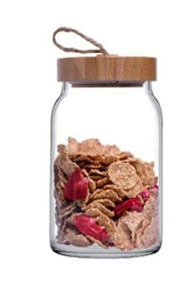 Paşabahçe Woody Bamboo Jar with Lid 860 cc 4 pcs