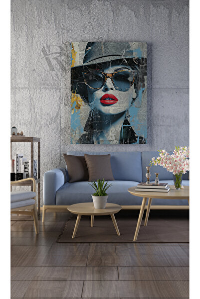 AR AJANS KANVAS TABLO Manșetă Ruj Roșu Detaliat Pânză Decorativă PICTURA