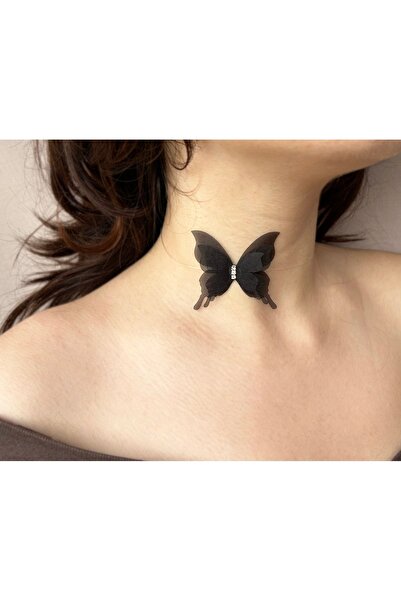 Sunligo Kelebek Kolye Choker Görünmez İpli
