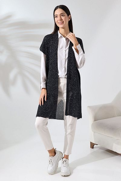 LEBUAS Women's Seasonal Long Glitter Vest
