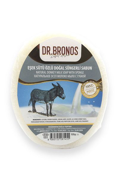 Dr. Bronos صابون إسفنجي طبيعي مع مستخلص حليب الحمار