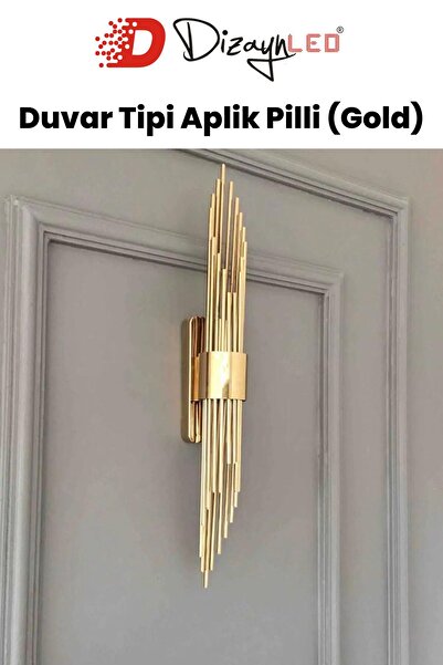 DizaynLED Gold Pilli Duvar Aplik Aydınlatma Gold Led Duvar Lambası
