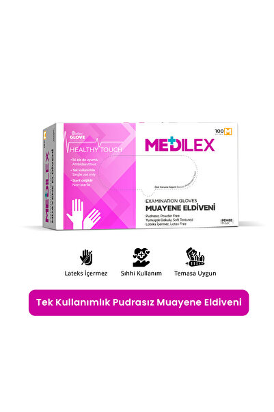 Reflex Tek Kullanımlık Pudrasız Pembe M Beden Muayene Eldiveni 100'lü