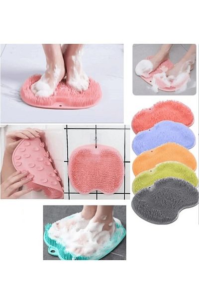 CLNK Silicone Bath Brush with Suction Cup - Foot Massage, Pad, Back Scrub and Body Washing Washcloth