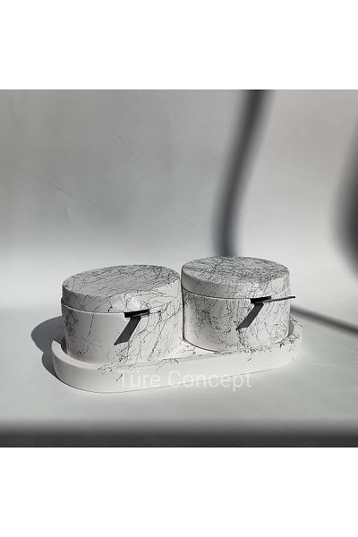 Ture Concept طقم وعاء ملح وفلفل فضي مفصل