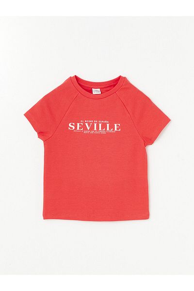 LC Waikiki LCW Girls Crop T-Shirt - Crew Neck, Printed, Short Sleeve