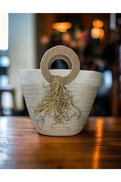 AYŞE SERHOŞOĞLU HOME DESİGN Straw Bag, Beach Bag