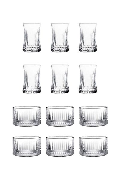 Paşabahçe Elysia 12 Piece Tea Set (6 Cups & 6 Bowls)