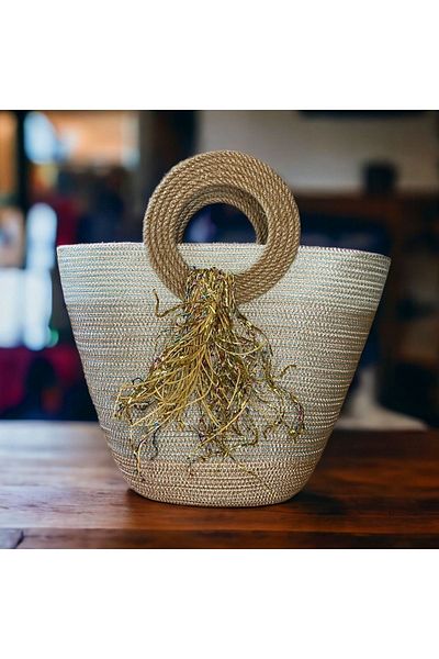 AYŞE SERHOŞOĞLU HOME DESİGN Straw Bag, Beach Bag
