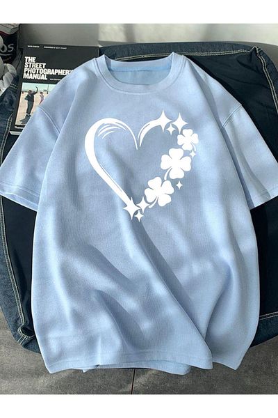 BEGRİFF Benetton Unisex Oversize Heart Printed T-Shirt
