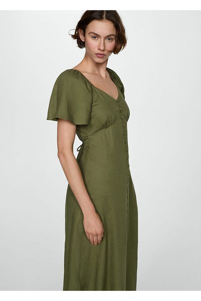 MANGO Woman Mieszanka lnu - Sukienka zapinana na guziki