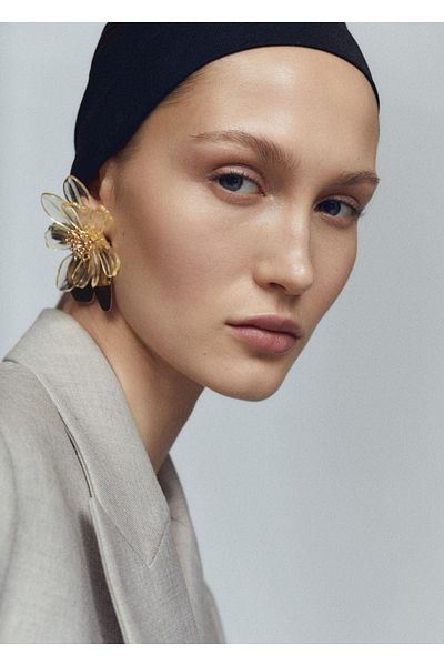 MANGO Woman Σκουλαρίκια μάξι λουλούδια