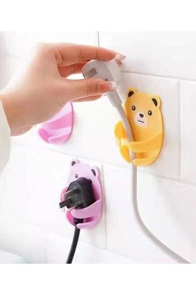 alisverisdevi Teddy Bear Patterned Multi-Purpose 4-Piece Plug Holder