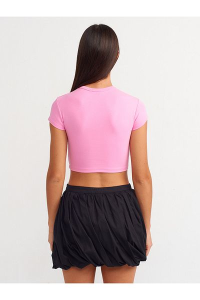 Dilvin 30936 Pink Crop Top - Καθιστό στο σώμα