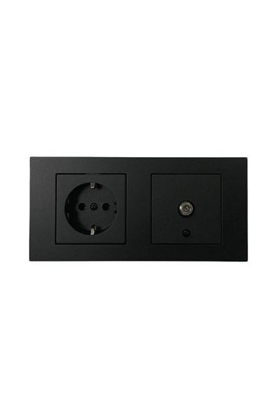 OVİVO Grano Black Grounded Socket and Satellite Set