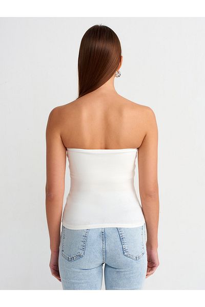 Dilvin 20659 Model Strapless Ecru Blouse