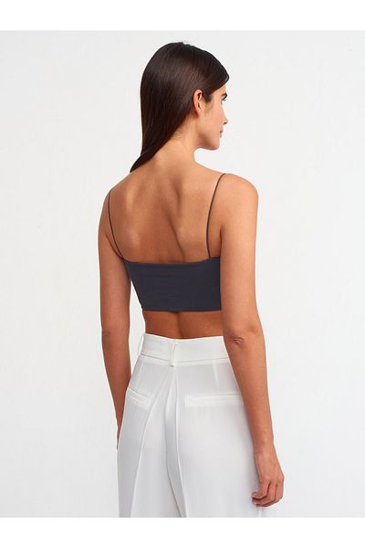 Dilvin 20793 Strappy Crop Top-Anthracite