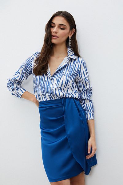 Sateen Cămașă lejeră cu model bleumarin